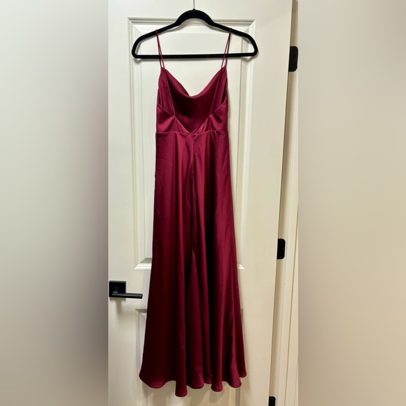 Fame and Partners Cowl Neck Gown, Size 0, Matte Satin Wine - Picture 4 of 4